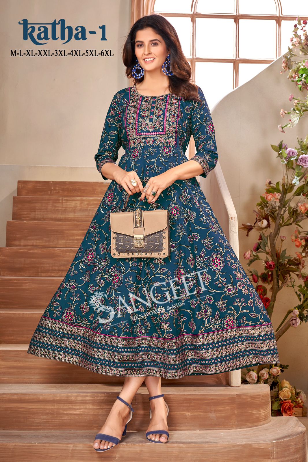 Katha 1 By Sangeet Embroidery Rayon Plus Size Long Kurtis Wholesale Price In Surat